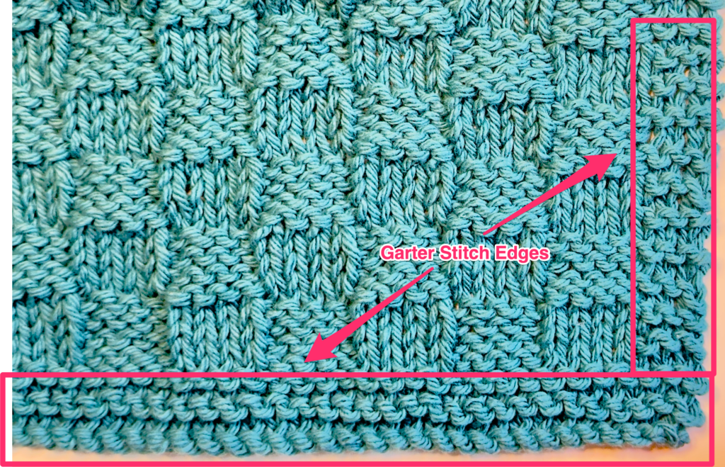 Example of garter stitch edges in knitting